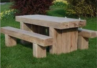 Railway sleeper table and benches